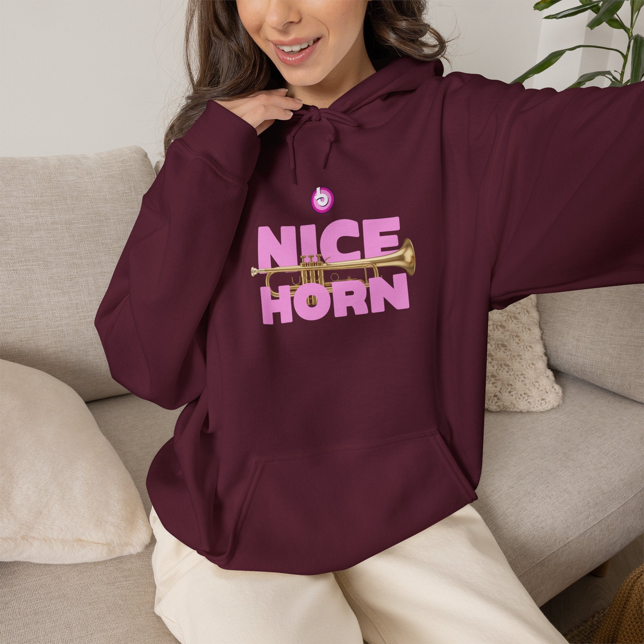 Blasta Brass "Nice Horn" Hoodie — Brass Band Slogan Sweatshirt