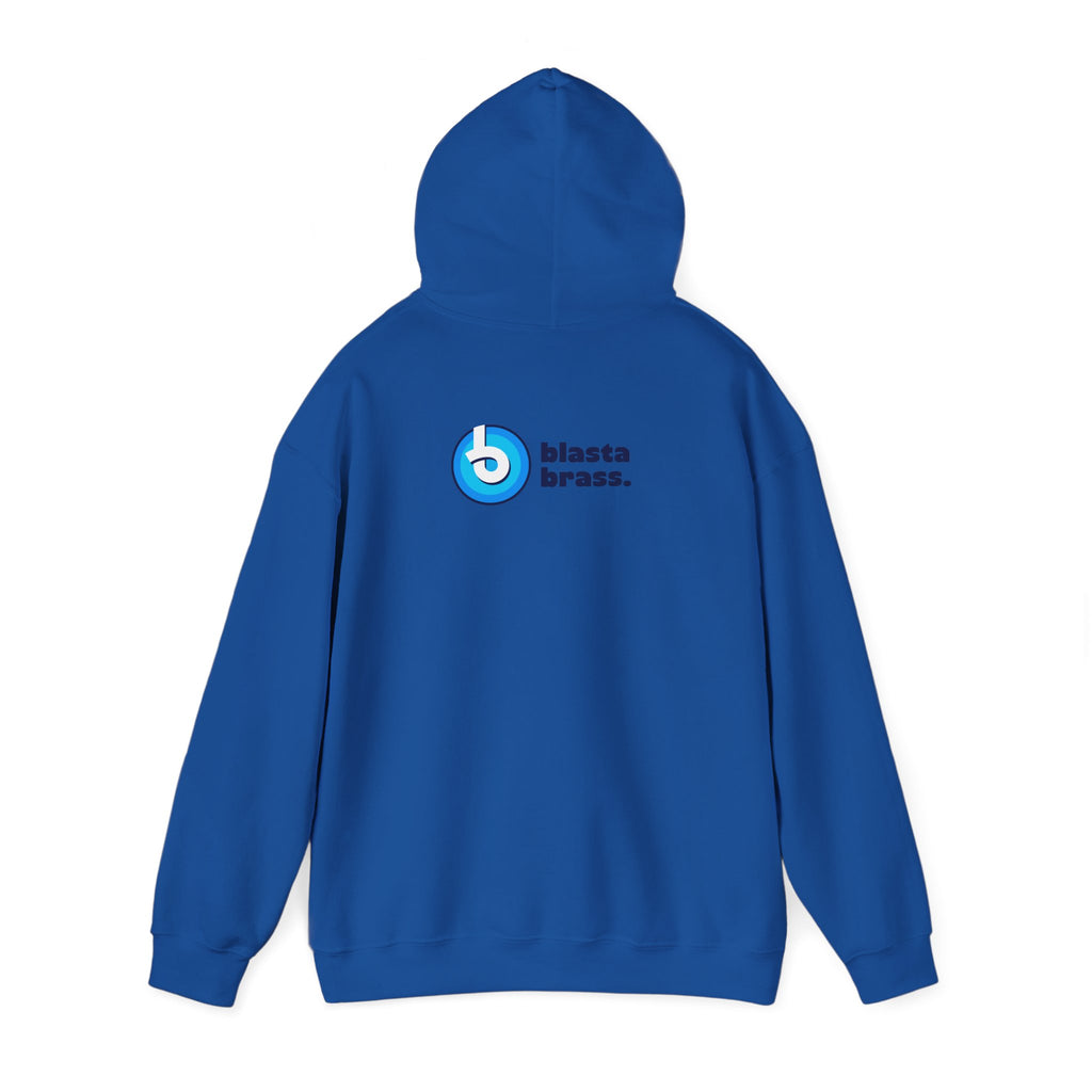 Blasta Brass Geometric Logo Hoodie — Abstract Striped Graphic Pullover