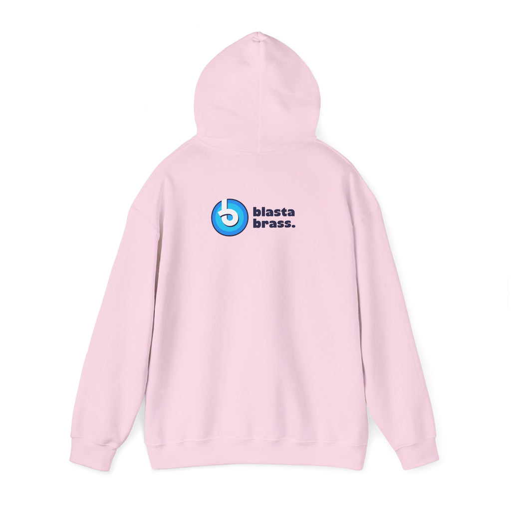 Blasta Brass Geometric Logo Hoodie — Abstract Striped Graphic Pullover