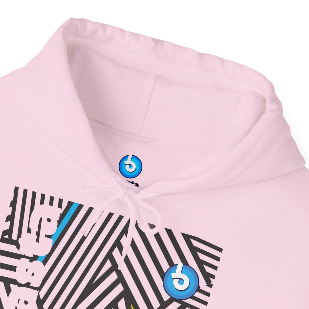 Blasta Brass Geometric Logo Hoodie — Abstract Striped Graphic Pullover