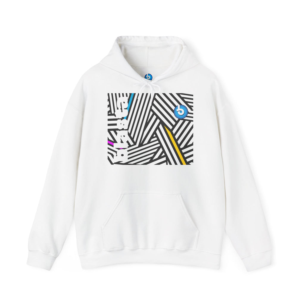 Blasta Brass Geometric Logo Hoodie — Abstract Striped Graphic Pullover