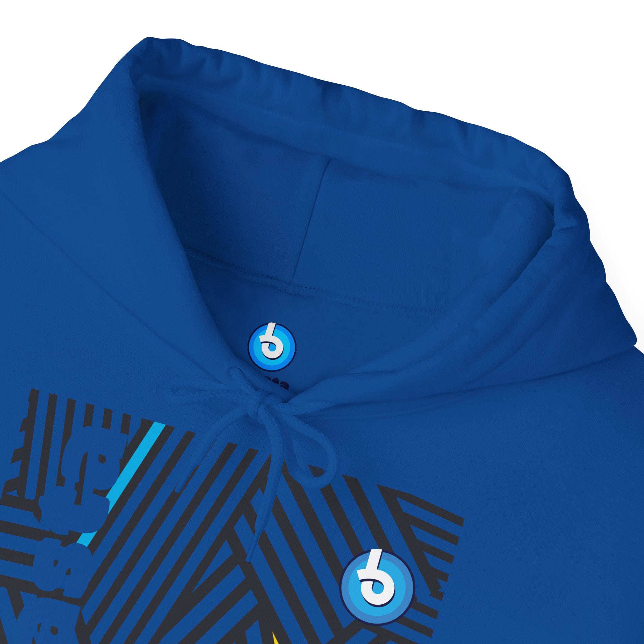 Blasta Brass Geometric Logo Hoodie — Abstract Striped Graphic Pullover