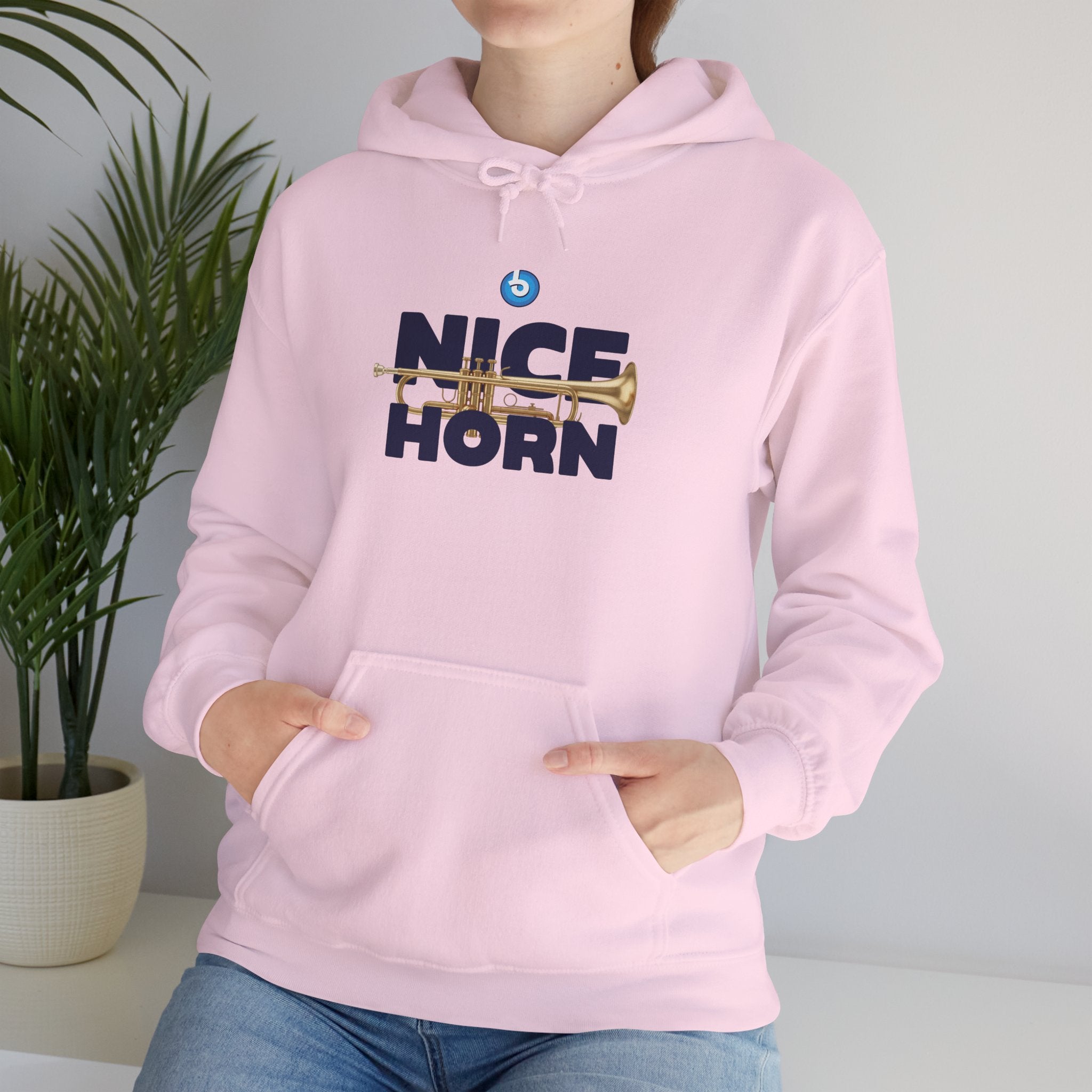 Blasta Brass "Nice Horn" Hoodie — Brass Band Slogan Sweatshirt