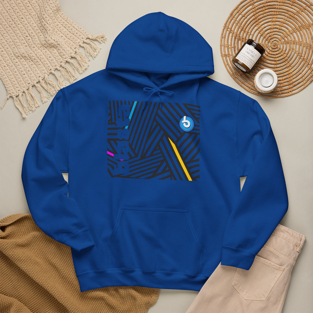 Blasta Brass Geometric Logo Hoodie — Abstract Striped Graphic Pullover