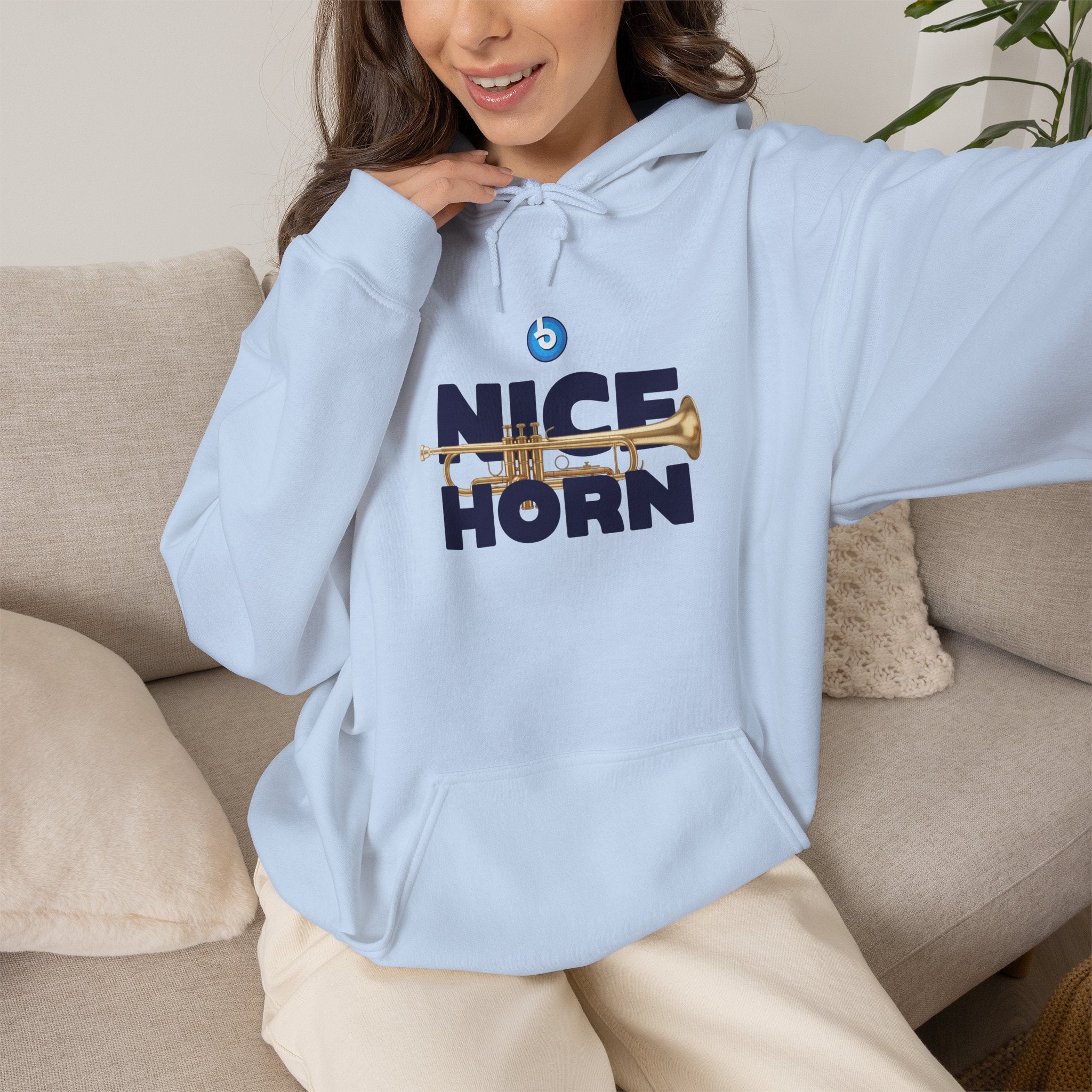 Blasta Brass "Nice Horn" Hoodie — Brass Band Slogan Sweatshirt