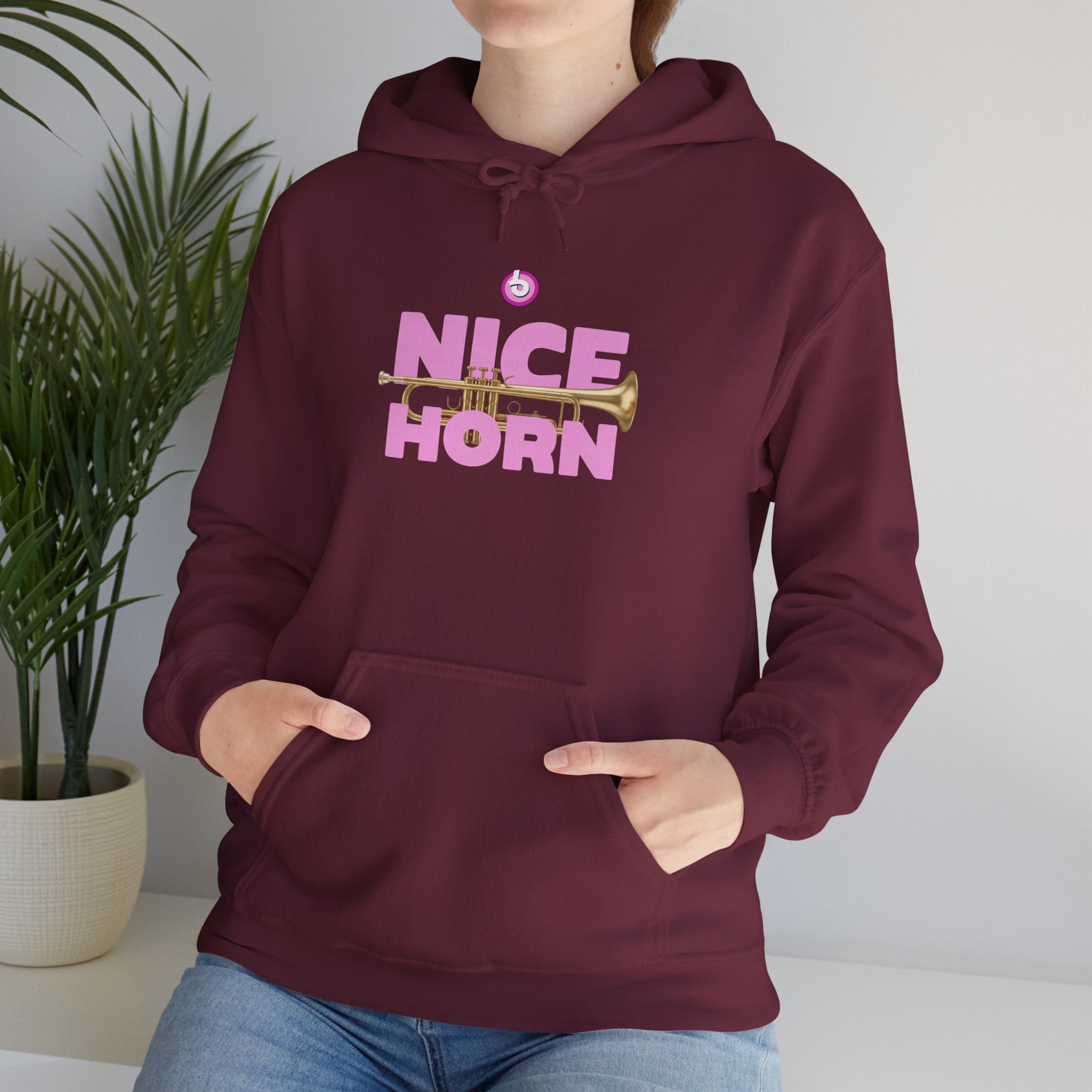 Blasta Brass "Nice Horn" Hoodie — Brass Band Slogan Sweatshirt