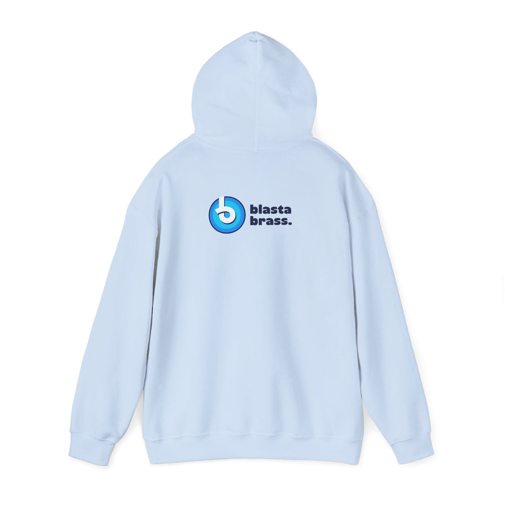 Blasta Brass Geometric Logo Hoodie — Abstract Striped Graphic Pullover