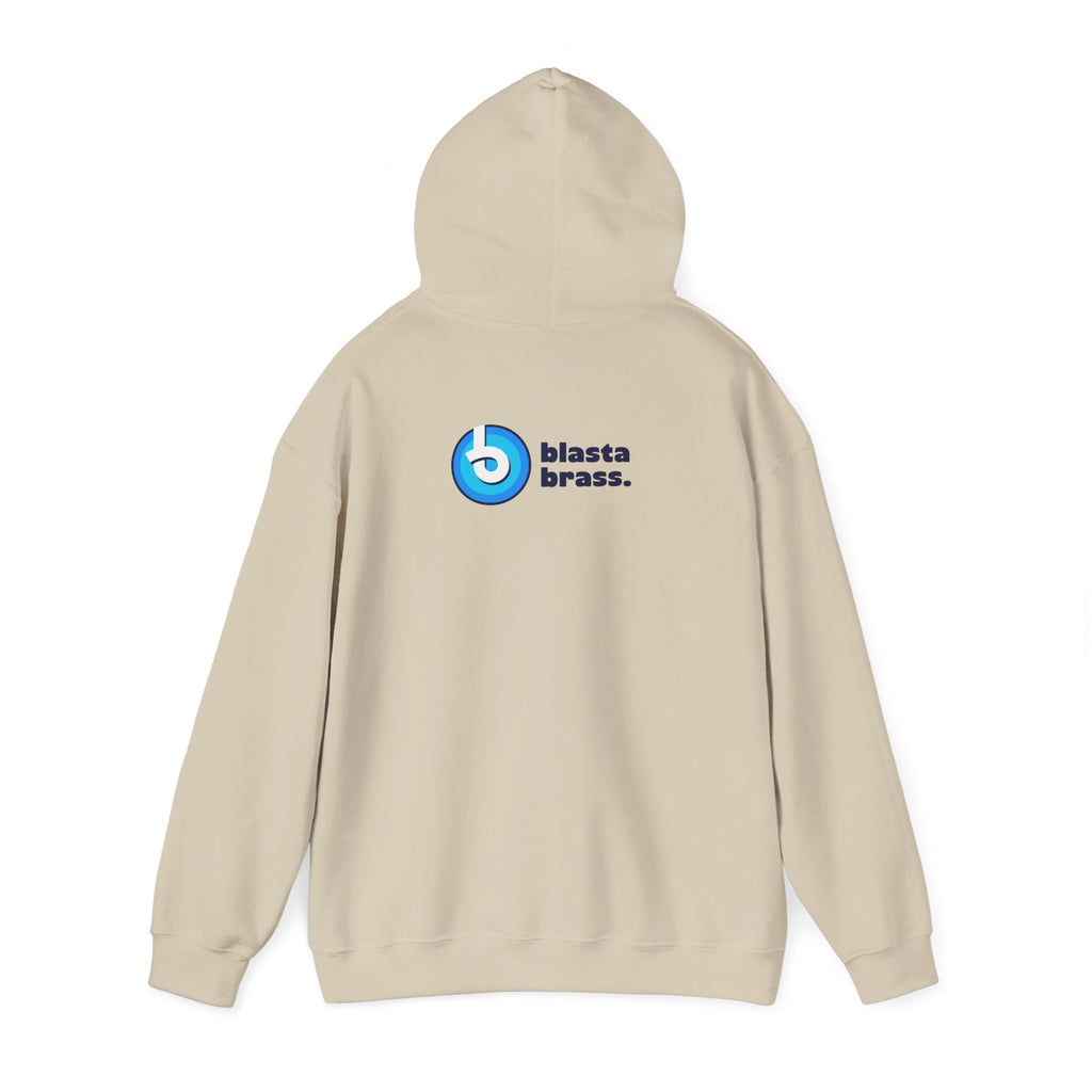 Blasta Brass Geometric Logo Hoodie — Abstract Striped Graphic Pullover