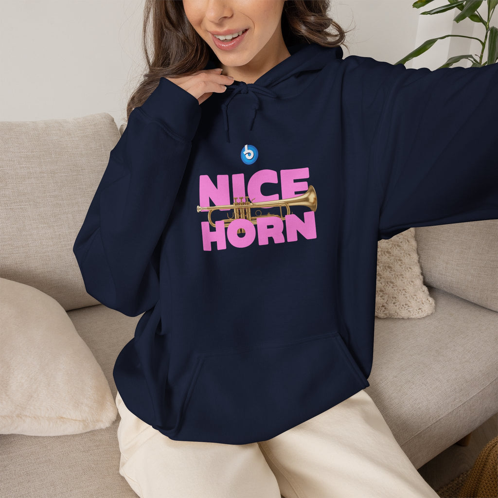Blasta Brass "Nice Horn" Hoodie — Brass Band Slogan Sweatshirt
