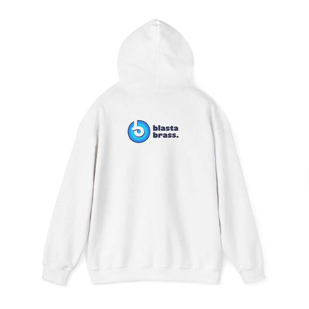 Blasta Brass Geometric Logo Hoodie — Abstract Striped Graphic Pullover