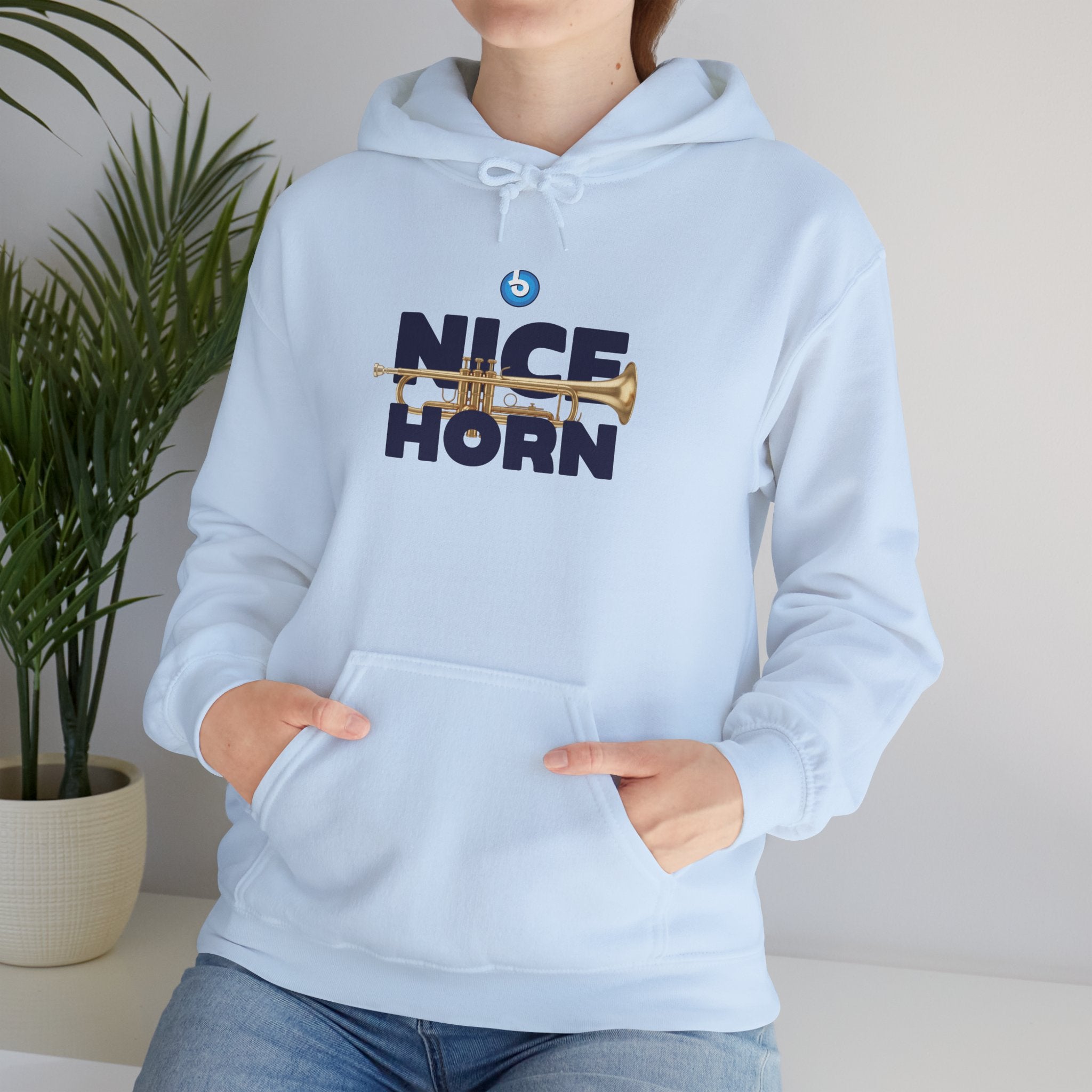 Blasta Brass "Nice Horn" Hoodie — Brass Band Slogan Sweatshirt