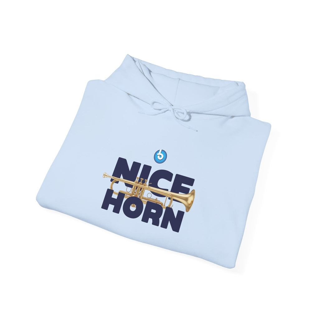 Blasta Brass "Nice Horn" Hoodie — Brass Band Slogan Sweatshirt