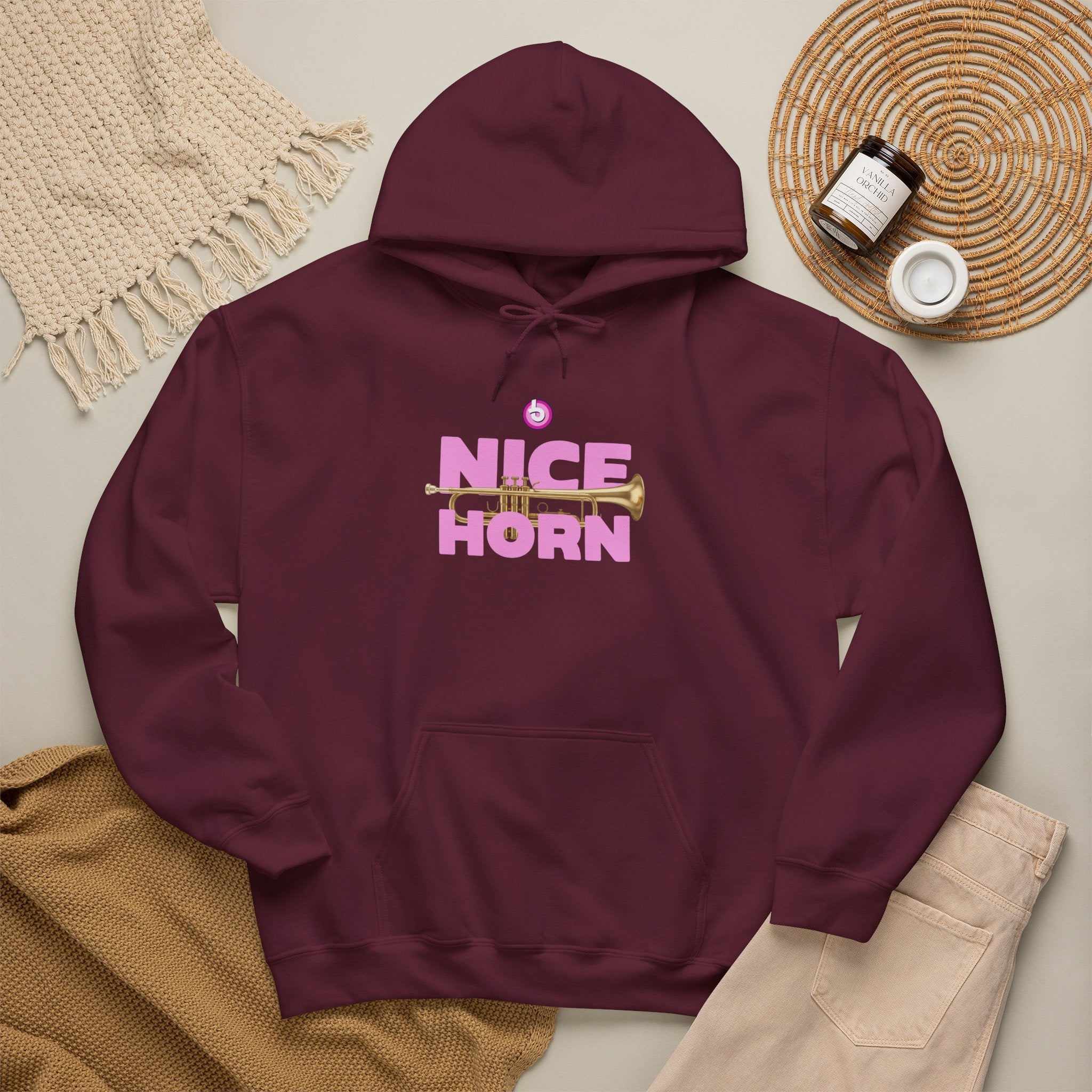 Blasta Brass "Nice Horn" Hoodie — Brass Band Slogan Sweatshirt