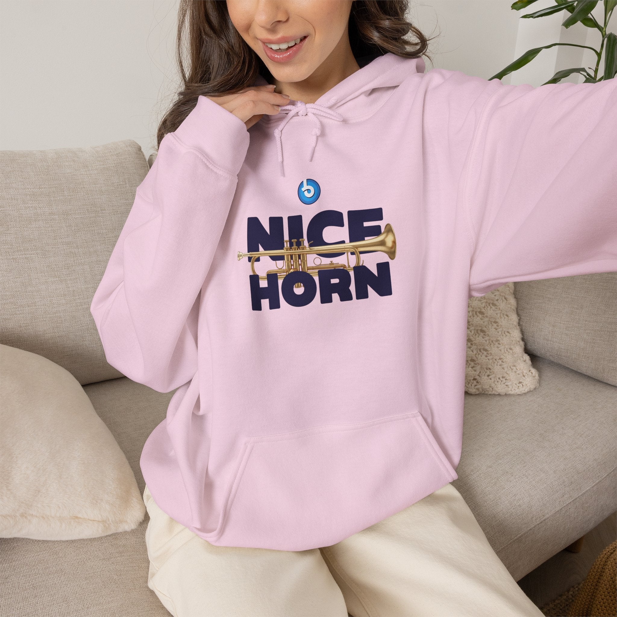Blasta Brass "Nice Horn" Hoodie — Brass Band Slogan Sweatshirt