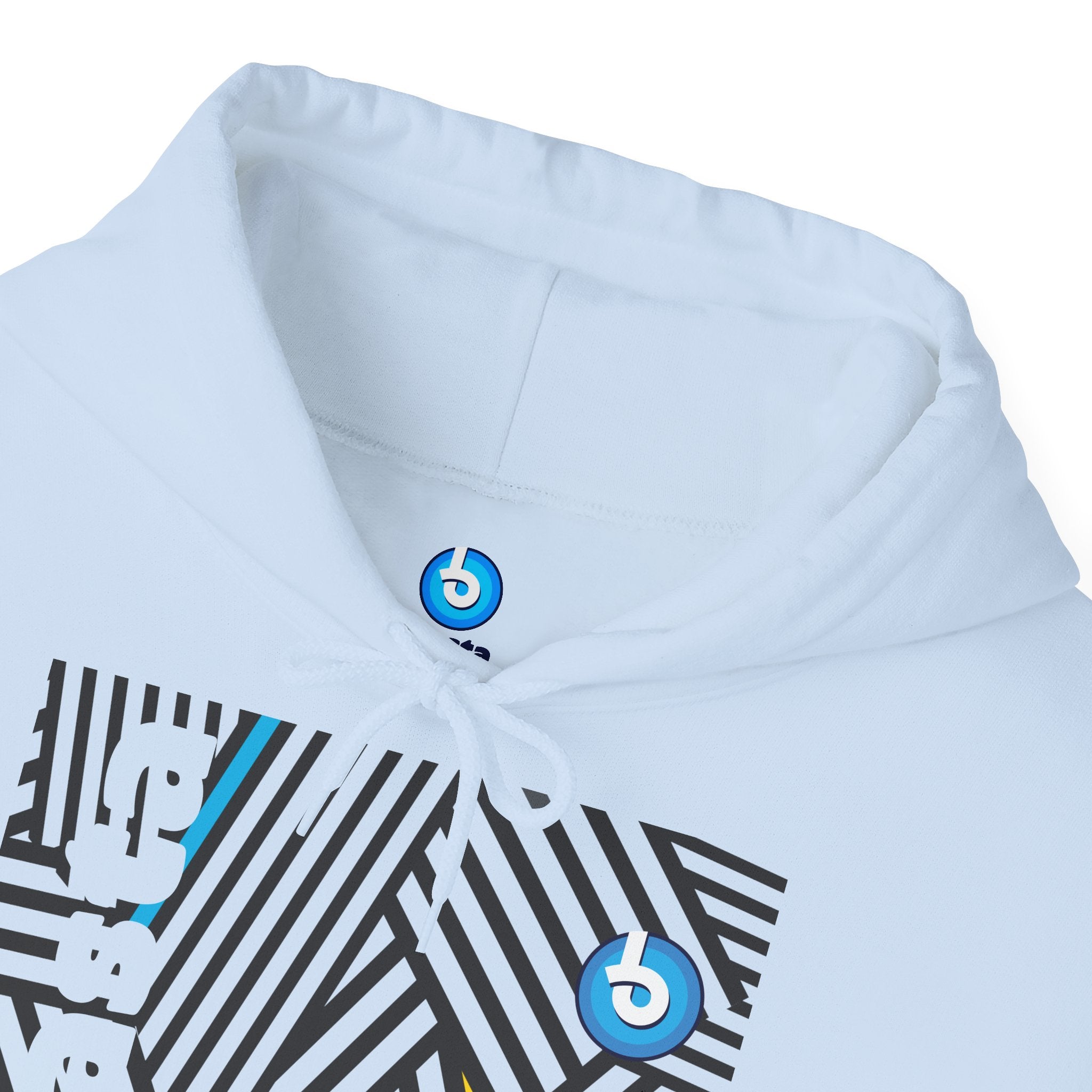 Blasta Brass Geometric Logo Hoodie — Abstract Striped Graphic Pullover