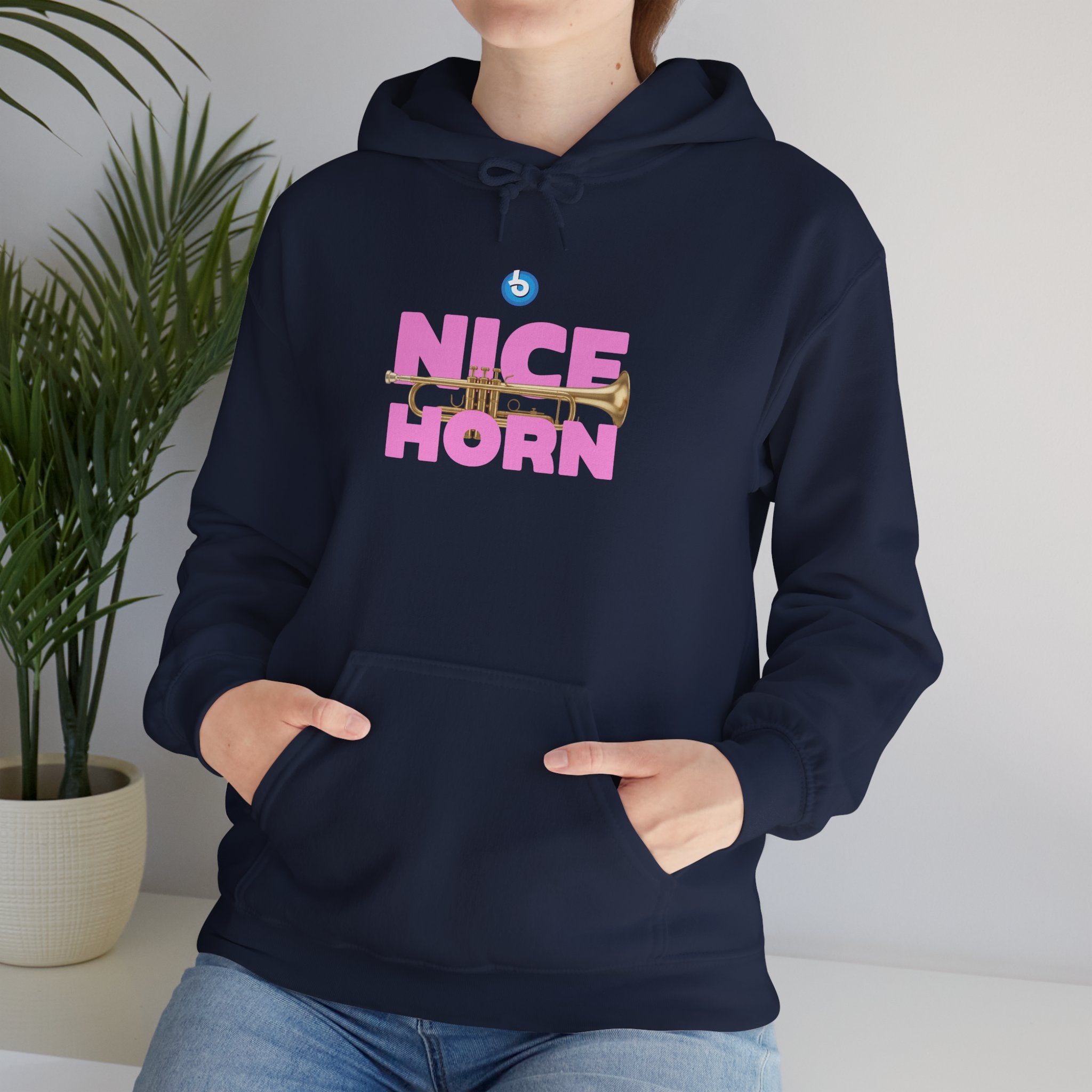 Blasta Brass "Nice Horn" Hoodie — Brass Band Slogan Sweatshirt