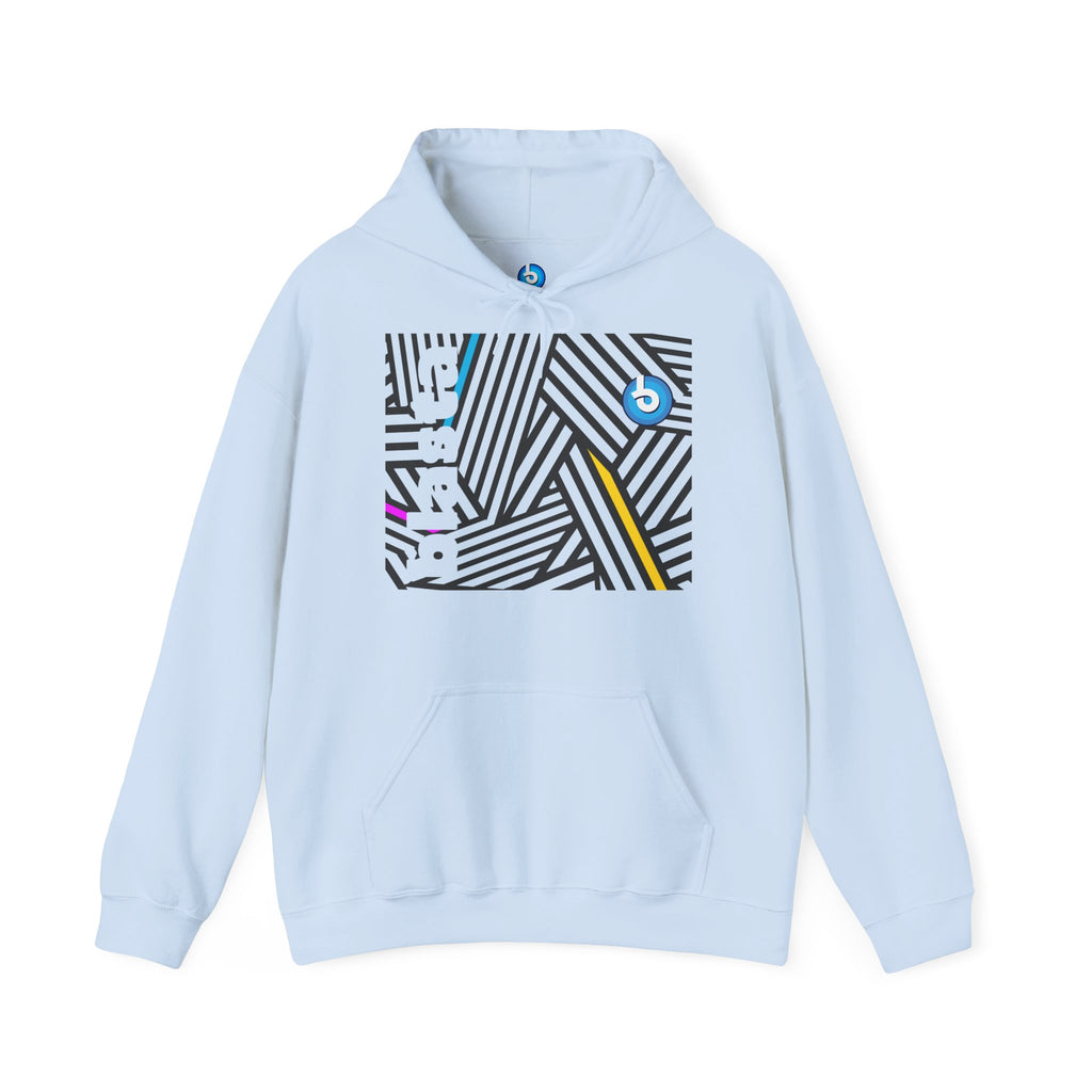 Blasta Brass Geometric Logo Hoodie — Abstract Striped Graphic Pullover