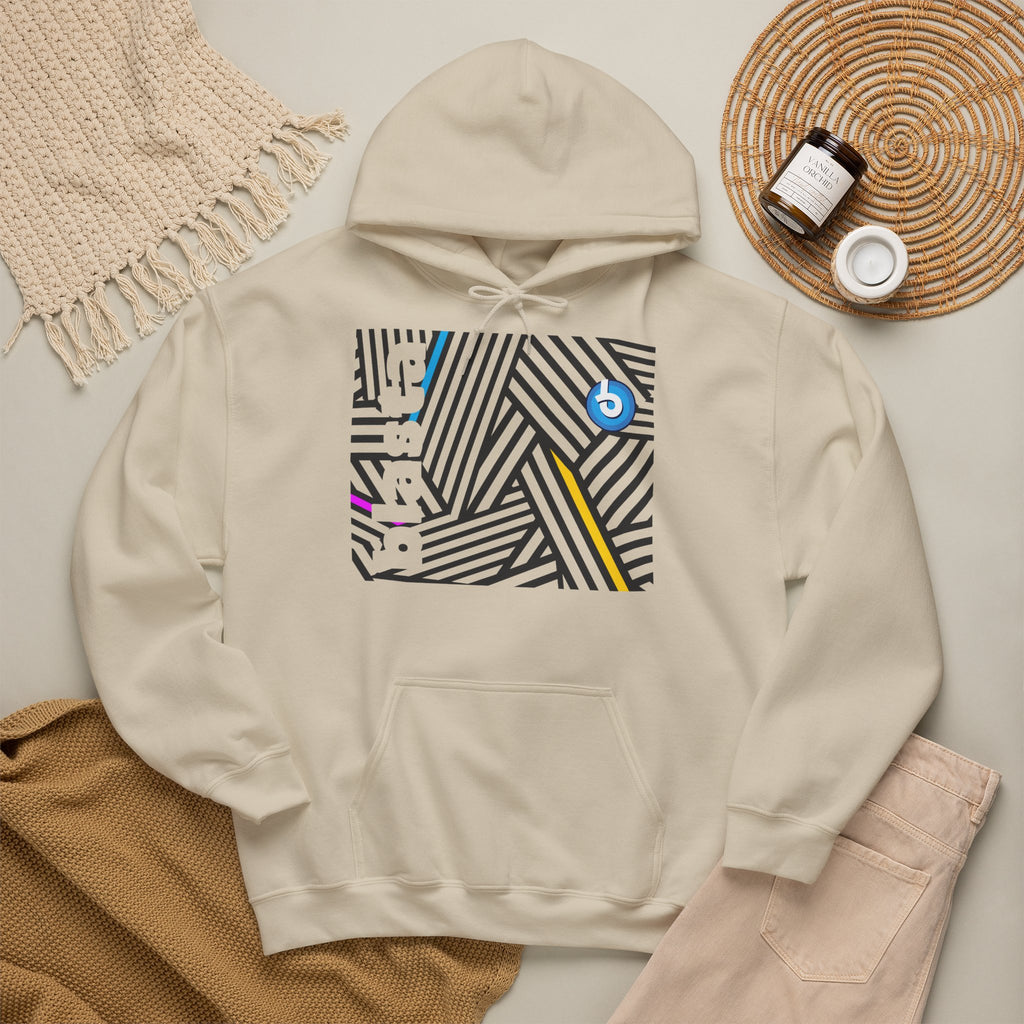 Blasta Brass Geometric Logo Hoodie — Abstract Striped Graphic Pullover