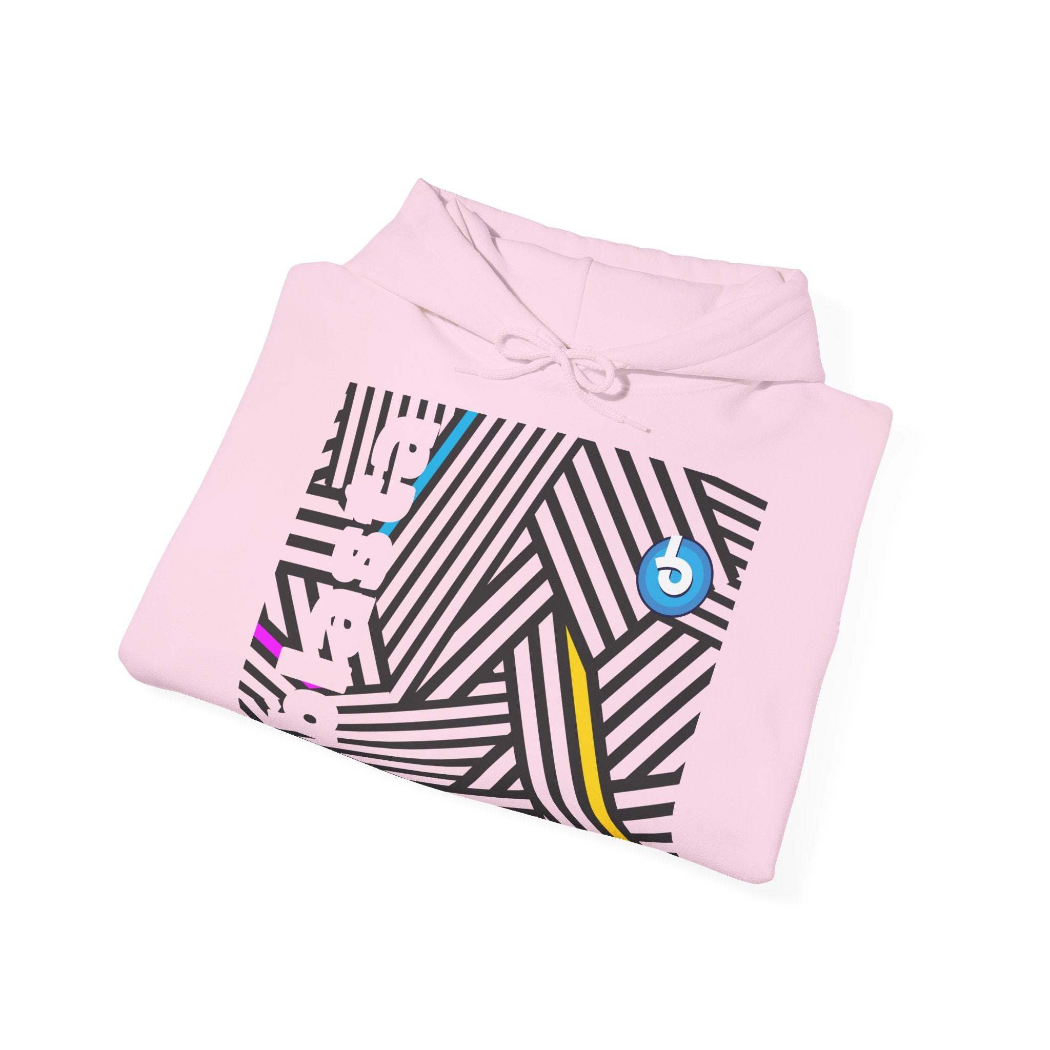 Blasta Brass Geometric Logo Hoodie — Abstract Striped Graphic Pullover
