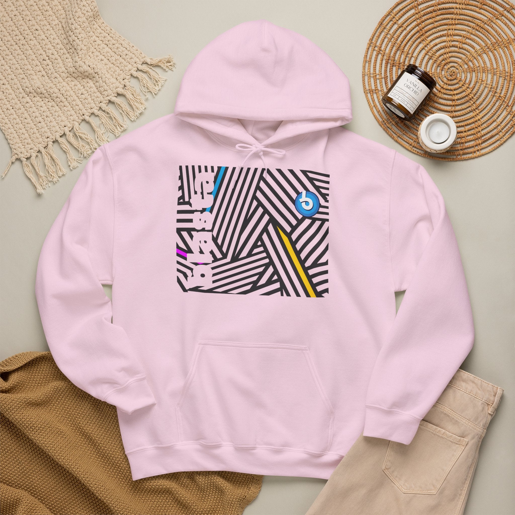 Blasta Brass Geometric Logo Hoodie — Abstract Striped Graphic Pullover