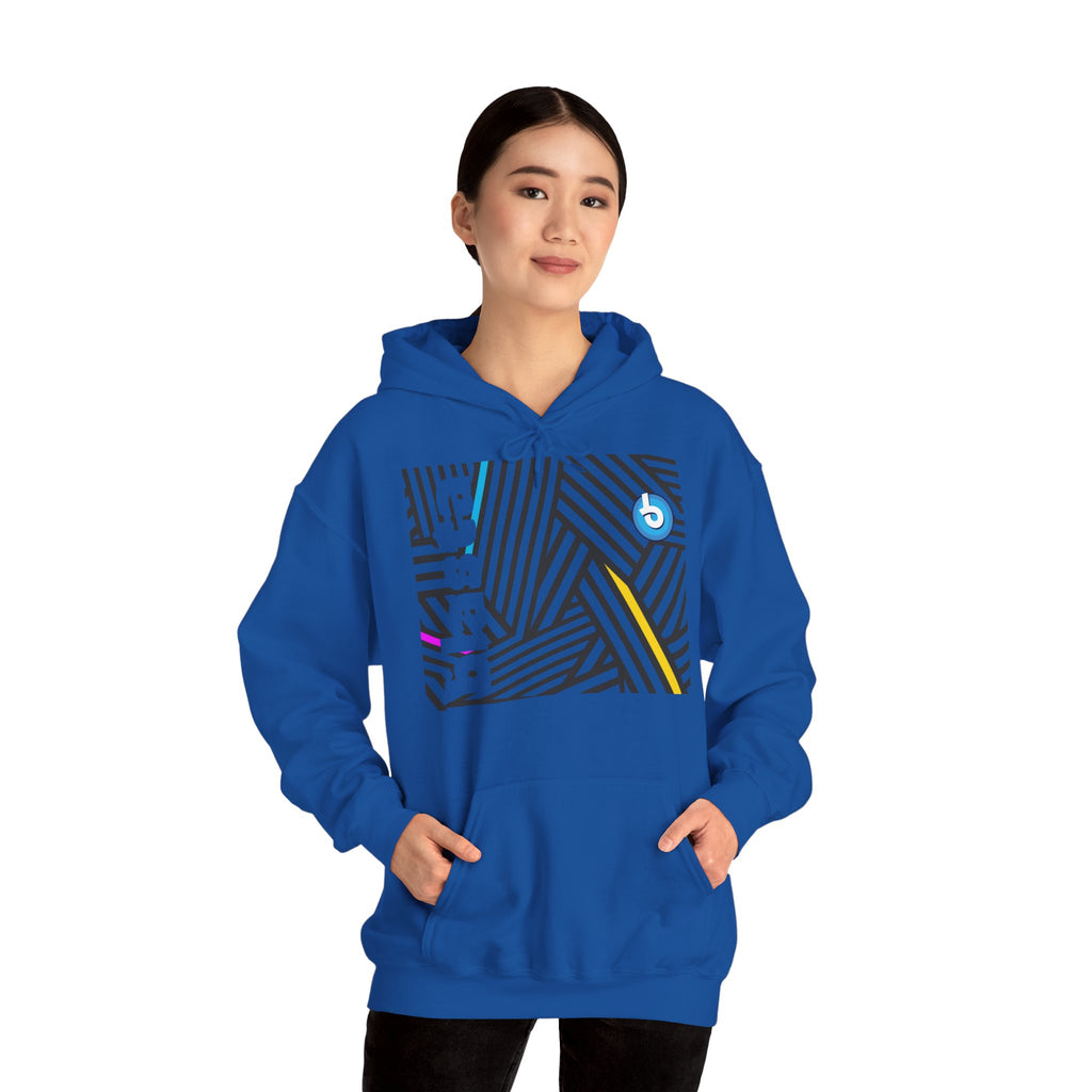 Blasta Brass Geometric Logo Hoodie — Abstract Striped Graphic Pullover