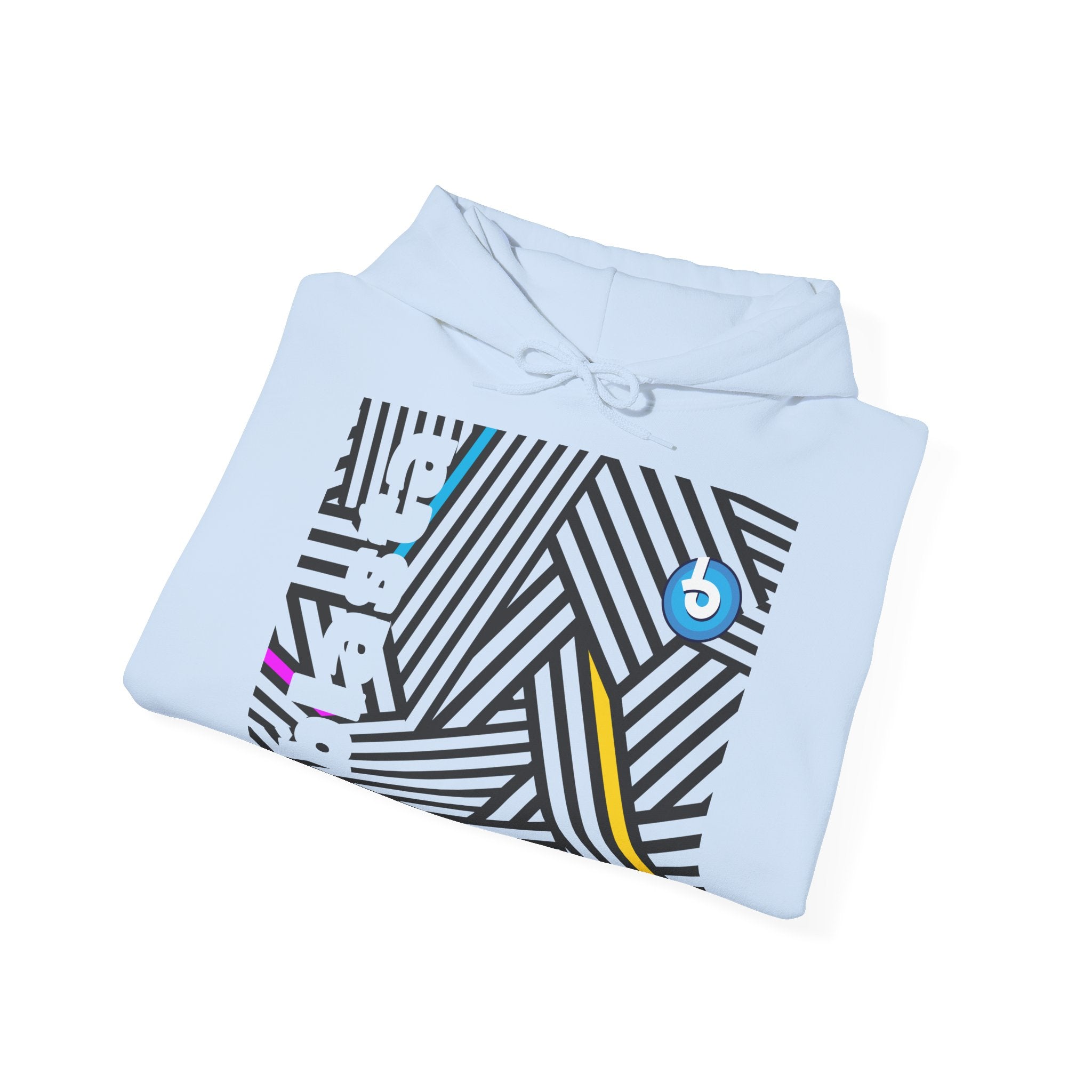 Blasta Brass Geometric Logo Hoodie — Abstract Striped Graphic Pullover