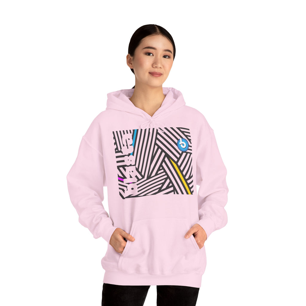 Blasta Brass Geometric Logo Hoodie — Abstract Striped Graphic Pullover