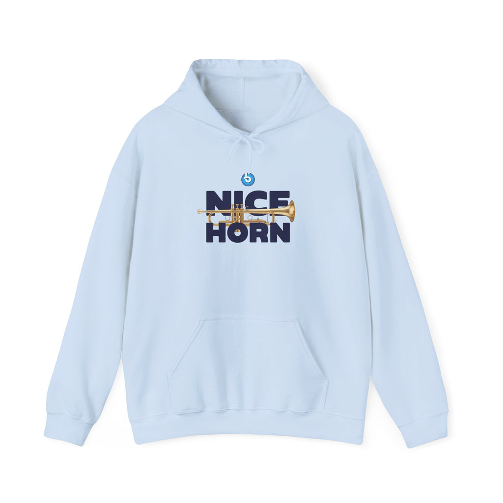 Blasta Brass "Nice Horn" Hoodie — Brass Band Slogan Sweatshirt