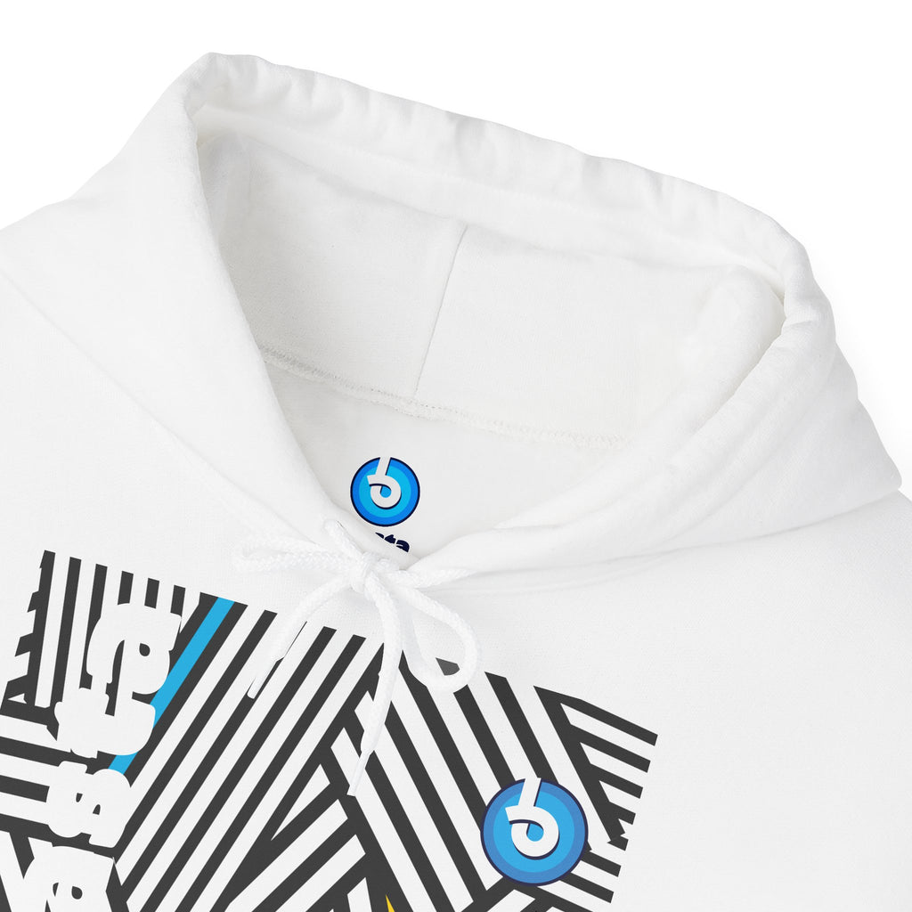 Blasta Brass Geometric Logo Hoodie — Abstract Striped Graphic Pullover