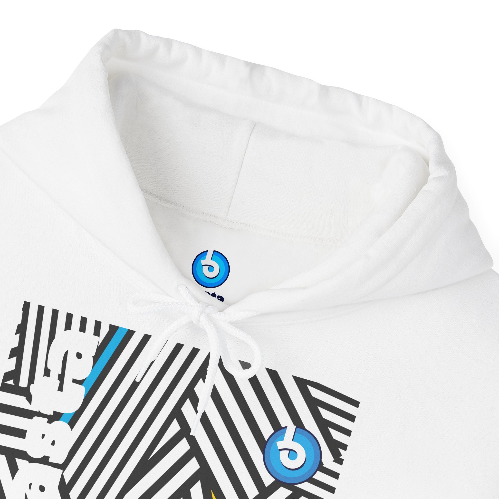 Blasta Brass Geometric Logo Hoodie — Abstract Striped Graphic Pullover