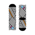 Bold Black & White Striped Crew Socks with Pink & Orange Accents