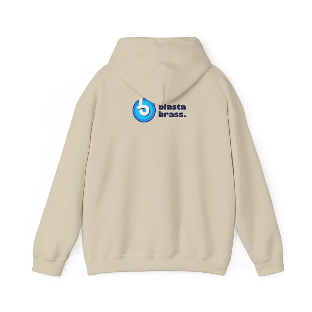 Blasta Brass Geometric Logo Hoodie — Abstract Striped Graphic Pullover
