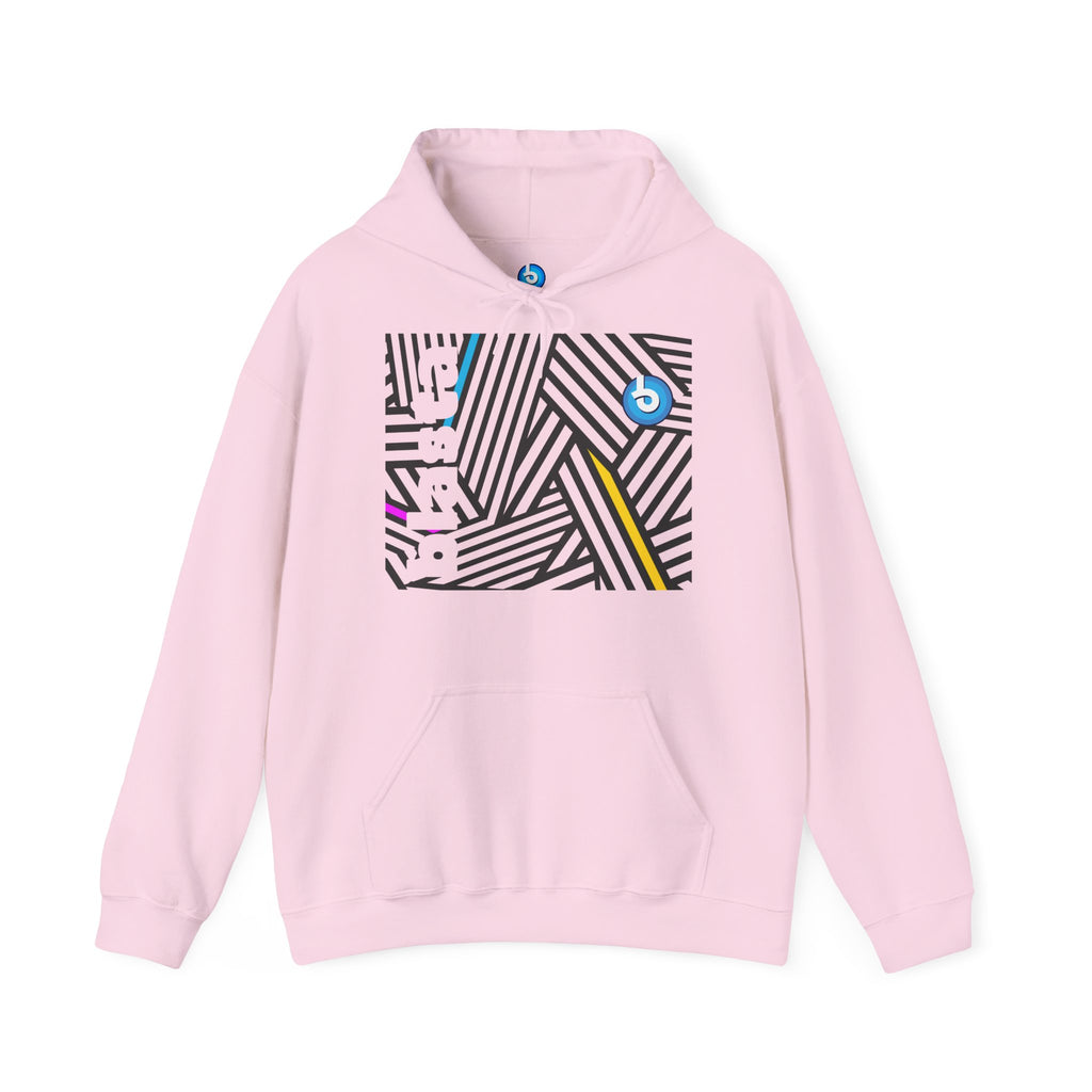 Blasta Brass Geometric Logo Hoodie — Abstract Striped Graphic Pullover