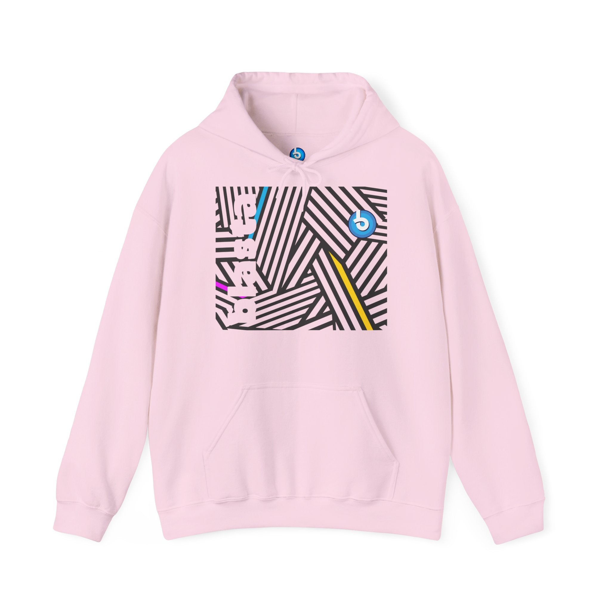Blasta Brass Geometric Logo Hoodie — Abstract Striped Graphic Pullover