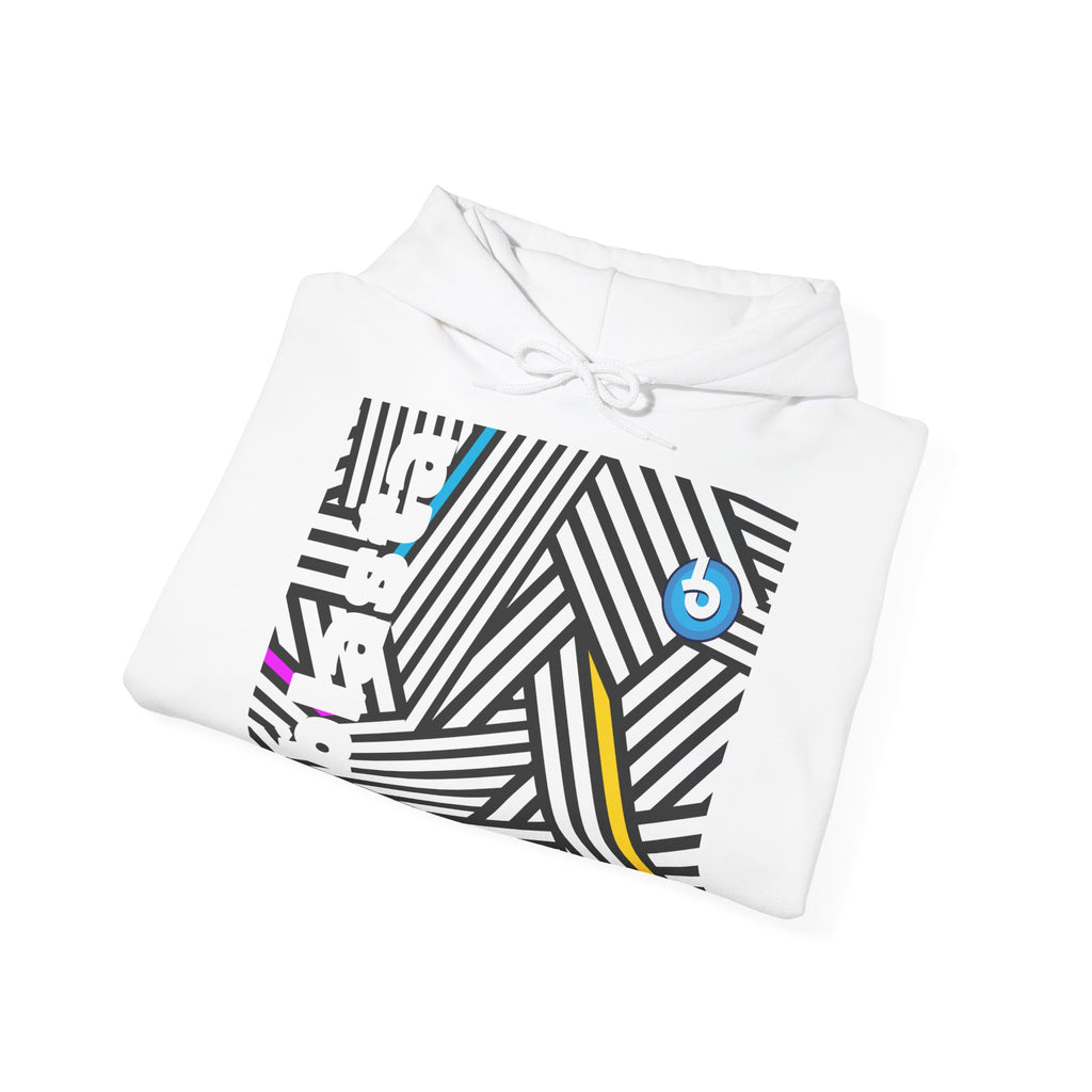 Blasta Brass Geometric Logo Hoodie — Abstract Striped Graphic Pullover