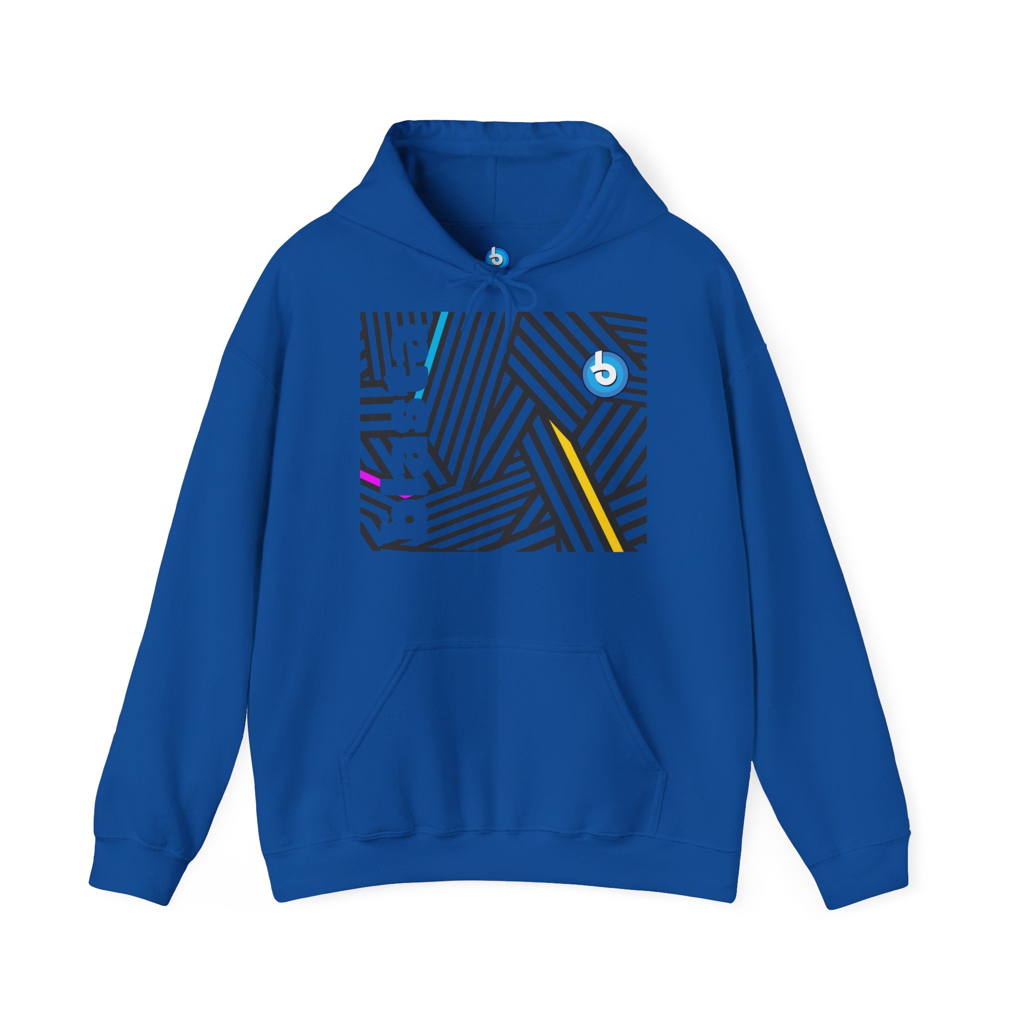 Blasta Brass Geometric Logo Hoodie — Abstract Striped Graphic Pullover