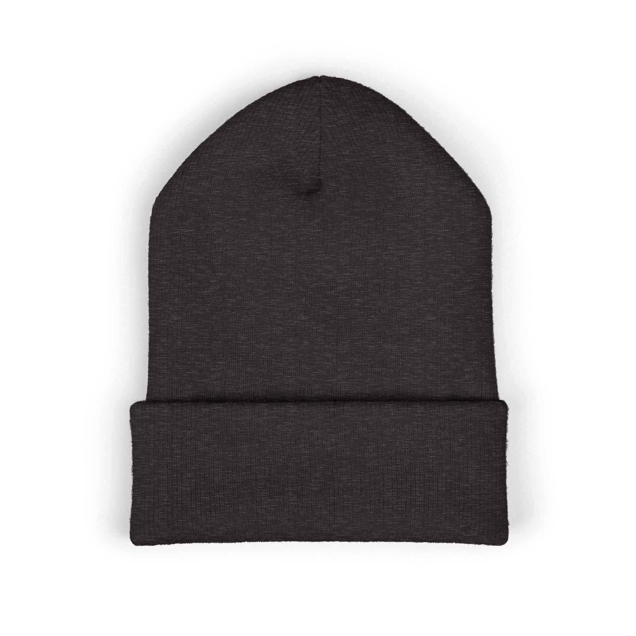 Blasta Brass Embroidered Cuffed Beanie — Olive Knit Winter Hat
